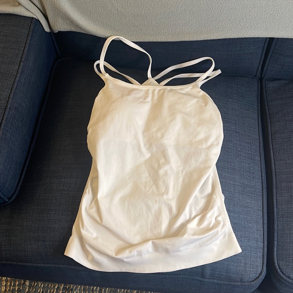 Sweaty Betty London White Tank Top built in bra size L
